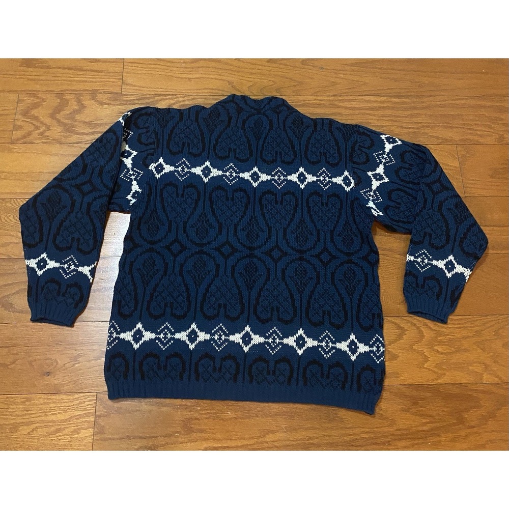 VTG Women Gresvig Figgjo Norway Nordic Geometric Pure virgin wool sweater L - Picture 2 of 7